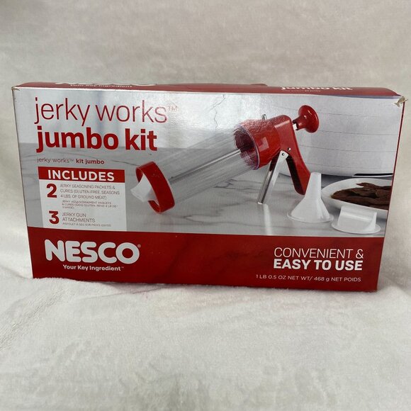 Nesco Jerky Works Jumbo Kit With 3 Spice packs & 3 Attachments - Picture 1 of 8